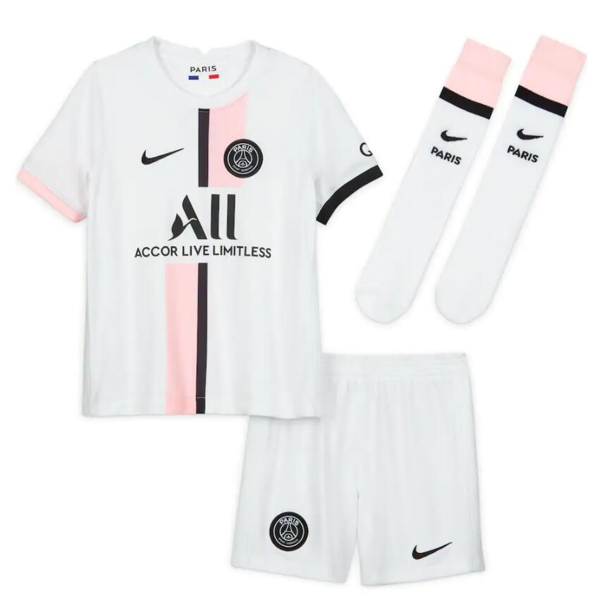 2021/22 PSG Kids Away Soccer Full Kits Shirt & Shorts & Socks